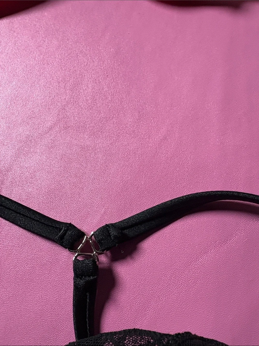 Lace Front Pouch Thong - Red & Black